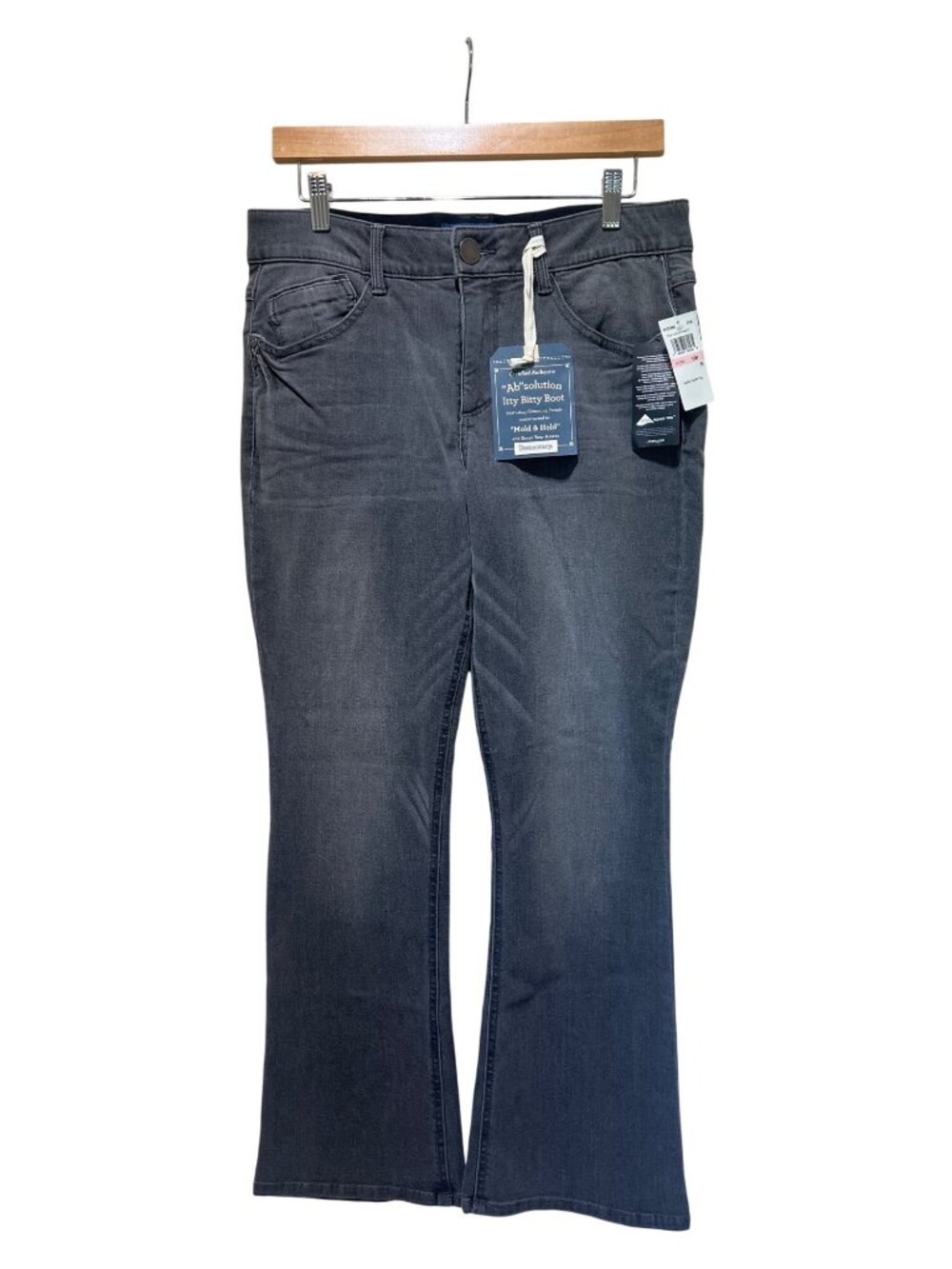 Democracy NWT Absolution Itty Bitty Boot Jeans Gray Slimming Panels Mold & Hold